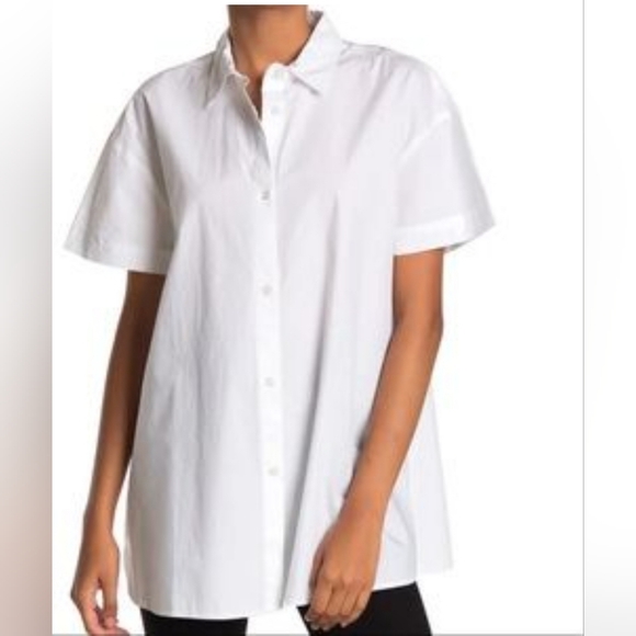 Nordstrom Rack Organic Cotton White Button Shirt Size Medium - Picture 1 of 8